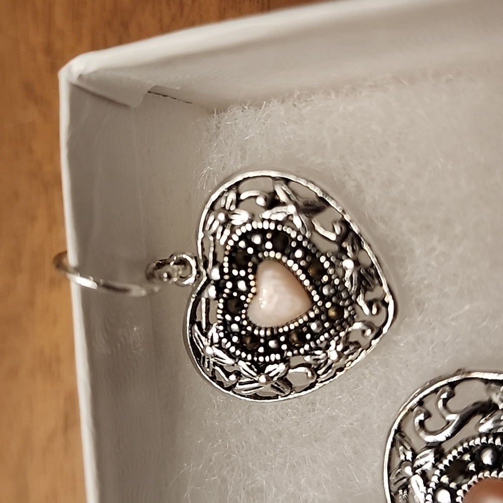 Silver heart pendant with earrings - Picture 5 of 10